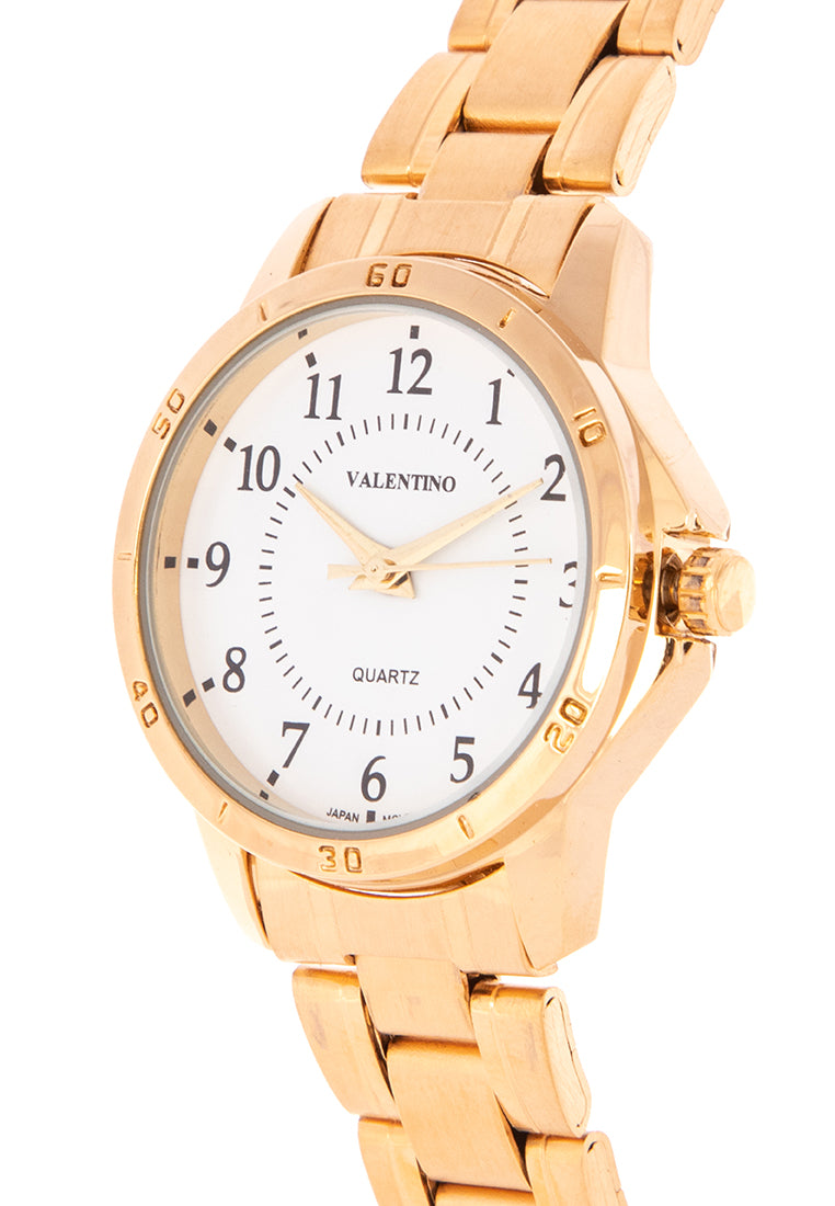 Valentino 20122201-GOLD - WHITE DIAL Analog Stainless Band Watch for Women-Watch Portal Philippines