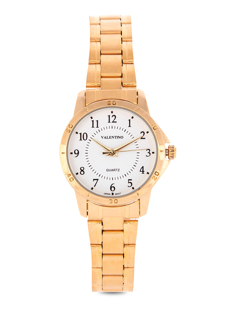 Valentino 20122201-GOLD - WHITE DIAL Analog Stainless Band Watch for Women-Watch Portal Philippines