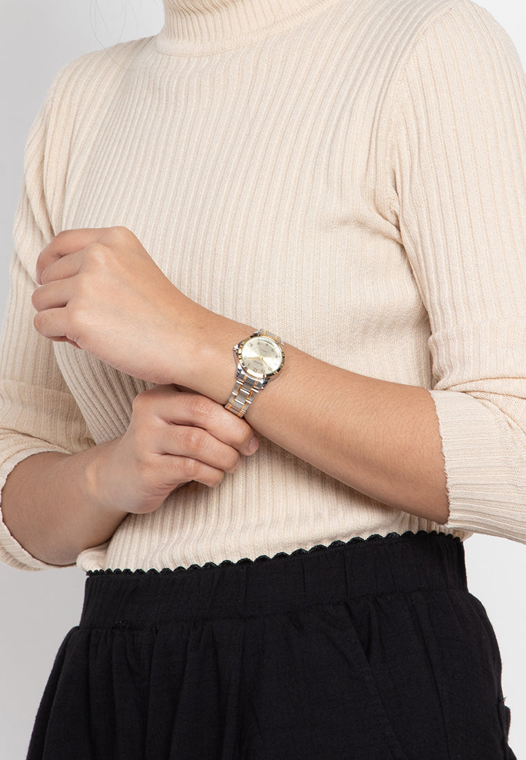 Valentino 20122201-TWO TONE - GOLD DIAL Analog Stainless Band Watch for Women-Watch Portal Philippines