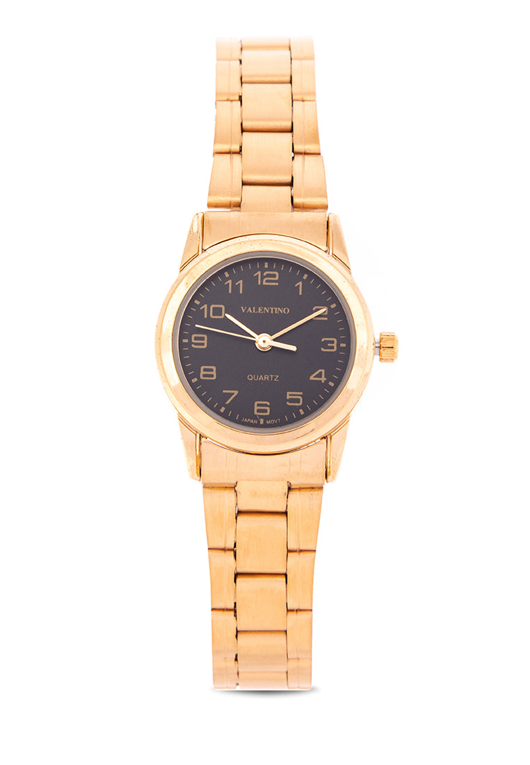 Valentino 20122203-GOLD - BLACK DIAL Analog Stainless Band Watch for Women-Watch Portal Philippines