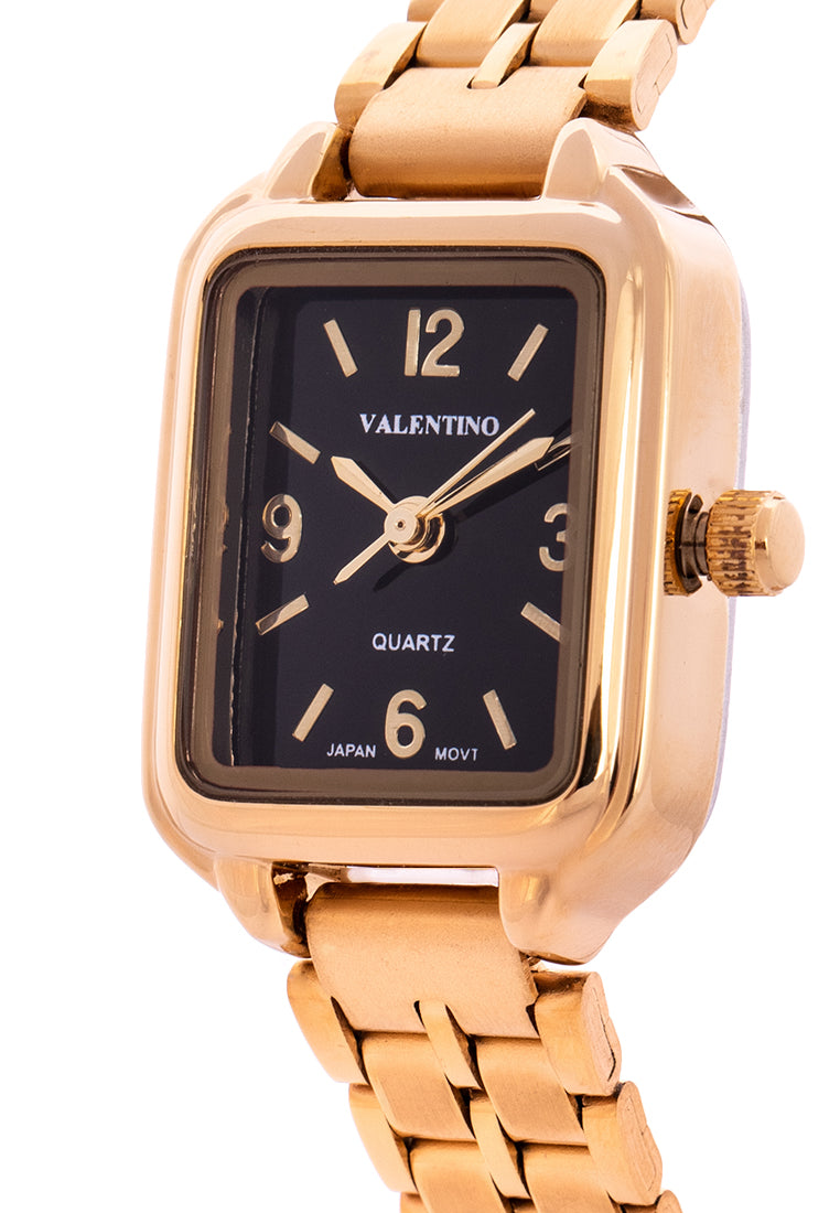 Valentino 20122219-GLD - BLK DIAL Analog Stainless Band Watch for Women-Watch Portal Philippines