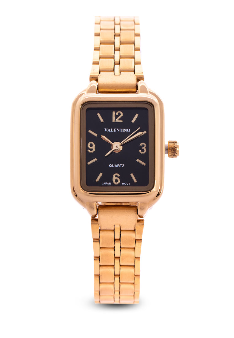 Valentino 20122219-GLD - BLK DIAL Analog Stainless Band Watch for Women-Watch Portal Philippines
