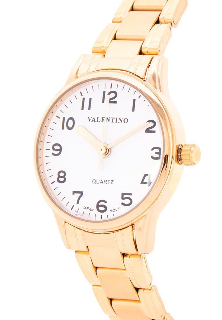 Valentino 20122230-GLD - WHT DIAL Analog Stainless Steel Strap Watch for Women-Watch Portal Philippines