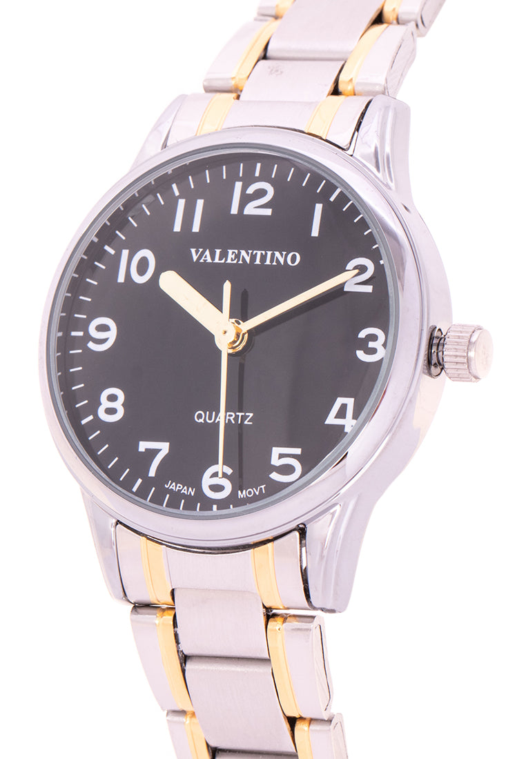 Valentino 20122230-TWO TONE - BLK DIAL Analog Stainless Steel Strap Watch for Women-Watch Portal Philippines