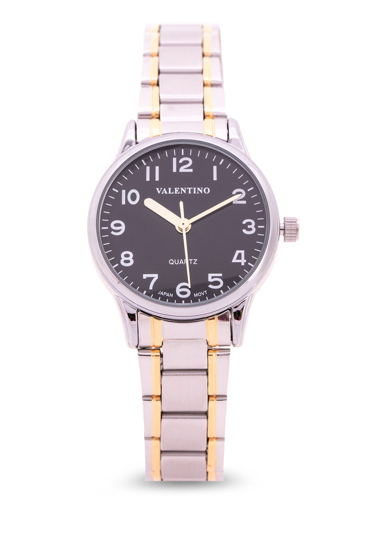 Valentino 20122230-TWO TONE - BLK DIAL Analog Stainless Steel Strap Watch for Women-Watch Portal Philippines