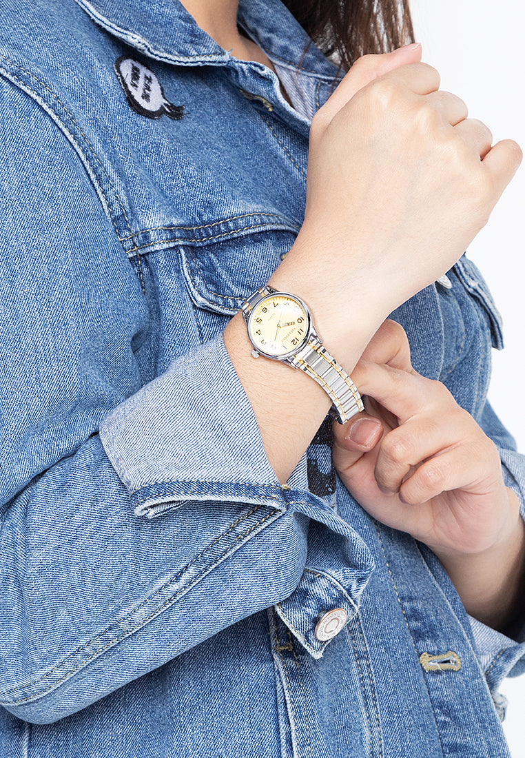 Valentino 20122230-TWO TONE - GOLD DIAL Analog Stainless Steel Strap Watch for Women-Watch Portal Philippines