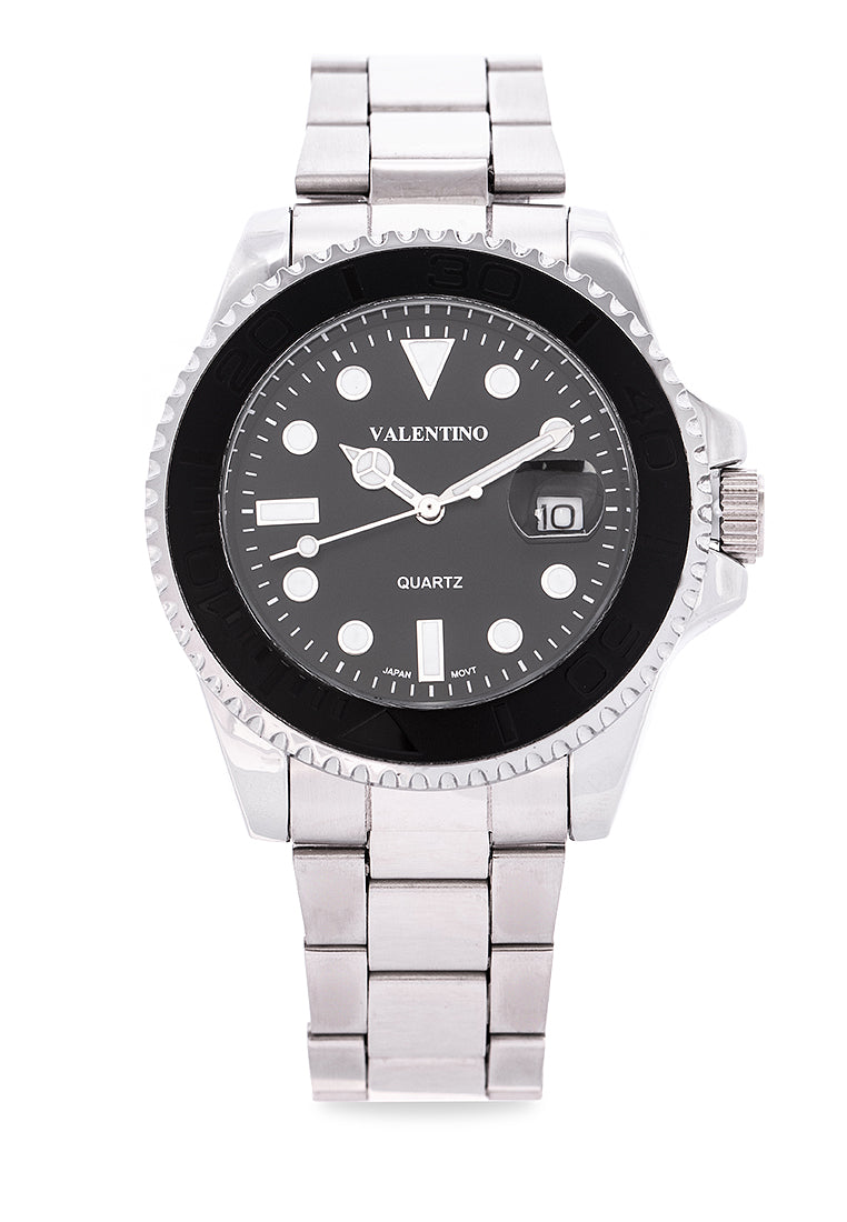 Valentino 20122235-BLACK DIAL Analog Stainless Steel Strap Watch for Men-Watch Portal Philippines