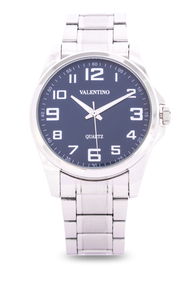 Valentino 20122238-BLUE DIAL - SIL INDEX Analog Stainless Steel Strap Watch for Men-Watch Portal Philippines