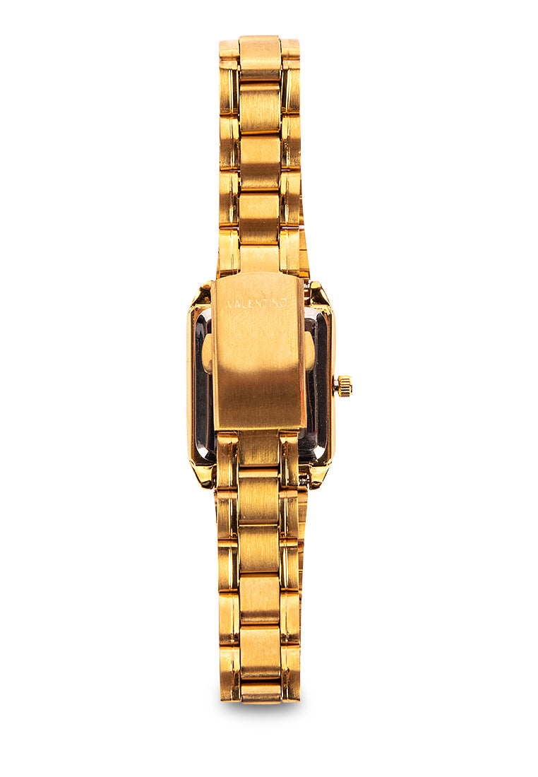 Valentino 20122256-GLD - BLACK DIAL LINES Analog Stainless Steel Strap Watch for Women-Watch Portal Philippines