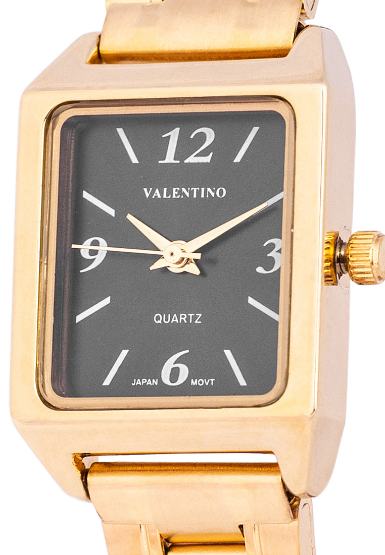 Valentino 20122256-GLD - BLACK DIAL NUMBERS Analog Stainless Steel Strap Watch for Women-Watch Portal Philippines