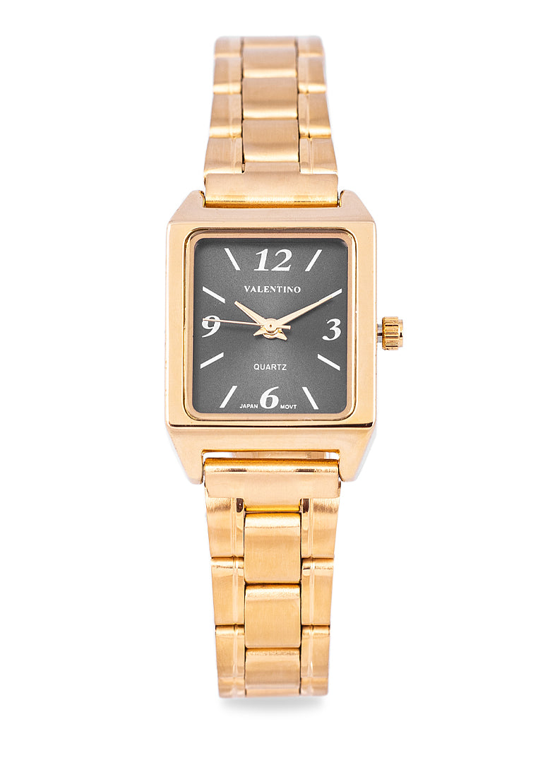 Valentino 20122256-GLD - BLACK DIAL NUMBERS Analog Stainless Steel Strap Watch for Women-Watch Portal Philippines