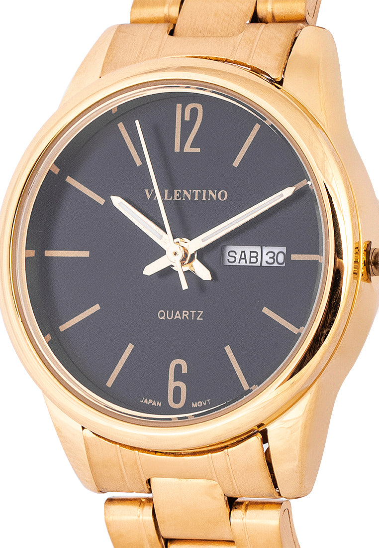 Valentino 20122258-GLD - BLACK DIAL Analog Stainless Band Watch for Women-Watch Portal Philippines