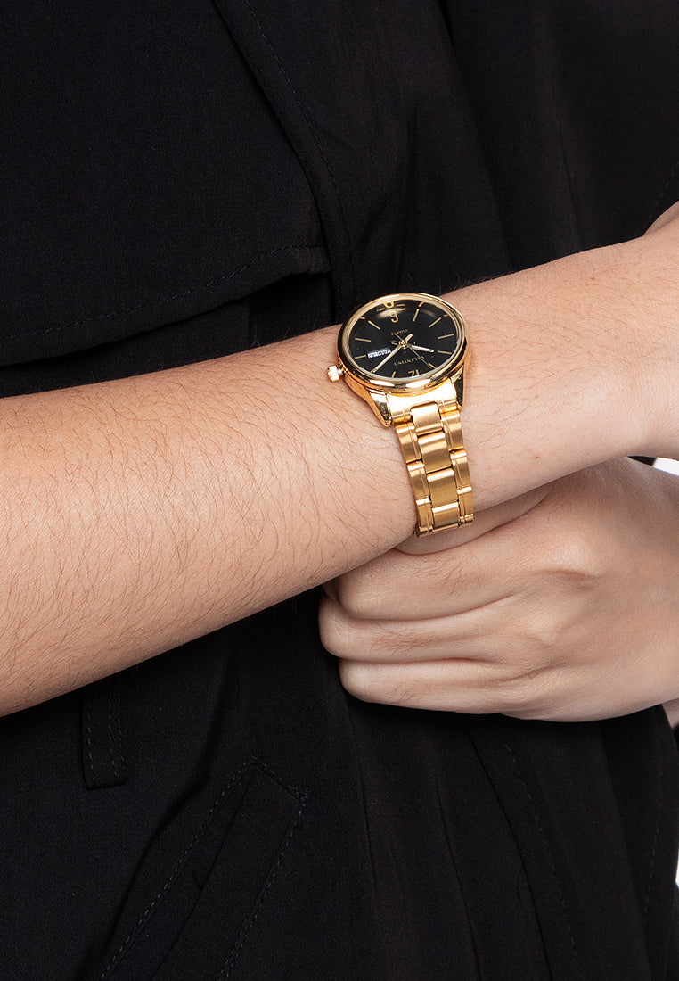 Valentino 20122258-GLD - BLACK DIAL Analog Stainless Band Watch for Women-Watch Portal Philippines