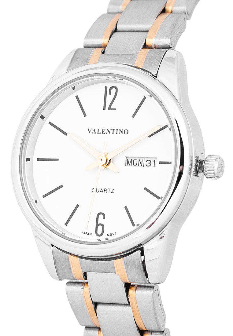Valentino 20122258-TWO TONE - WHITE DIAL Analog Stainless Band Watch for Women-Watch Portal Philippines