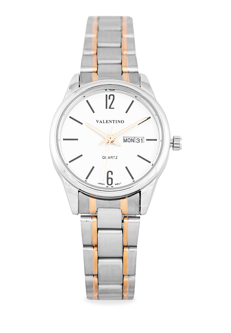 Valentino 20122258-TWO TONE - WHITE DIAL Analog Stainless Band Watch for Women-Watch Portal Philippines