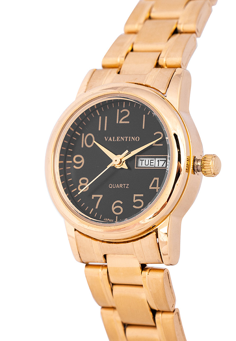 Valentino 20122260-GLD - BLACK DIAL Analog Stainless Band Watch for Women-Watch Portal Philippines