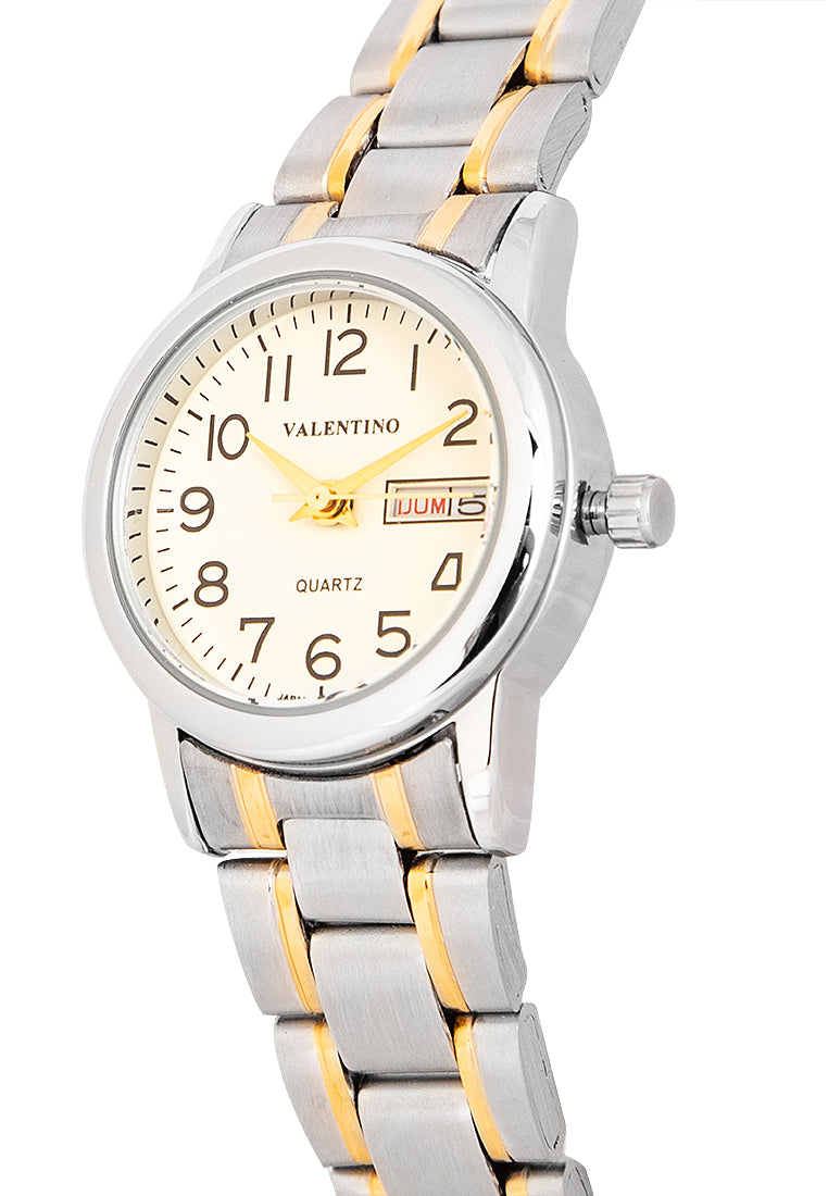 Valentino 20122260-TWO TONE - GOLD DIAL Analog Stainless Band Watch for Women-Watch Portal Philippines