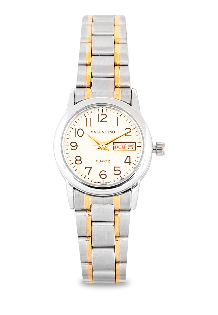 Valentino 20122260-TWO TONE - GOLD DIAL Analog Stainless Band Watch for Women-Watch Portal Philippines