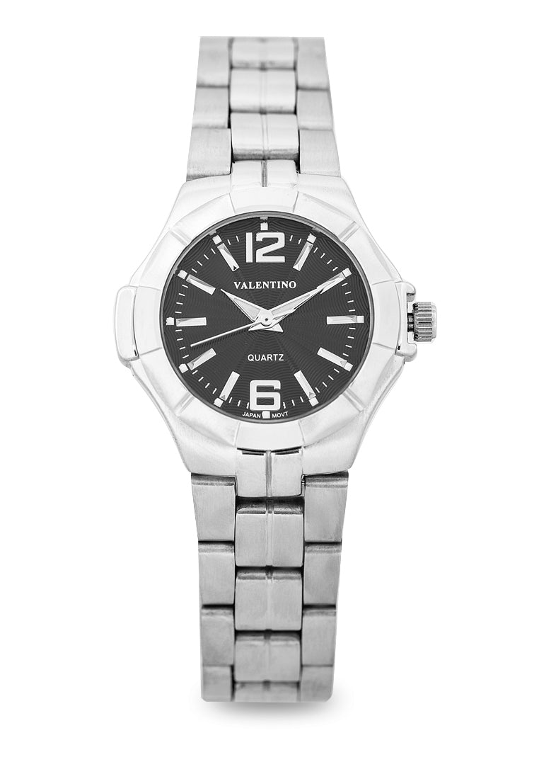 Valentino 20122263-SIL VES - BLK DIAL NUMBER Analog Stainless Band Watch for Women-Watch Portal Philippines