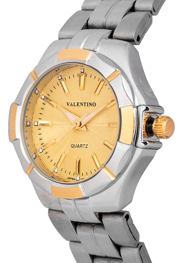 Valentino 20122263-TWO TONE VES - GLD DIAL LINE Analog Stainless Band Watch for Women-Watch Portal Philippines