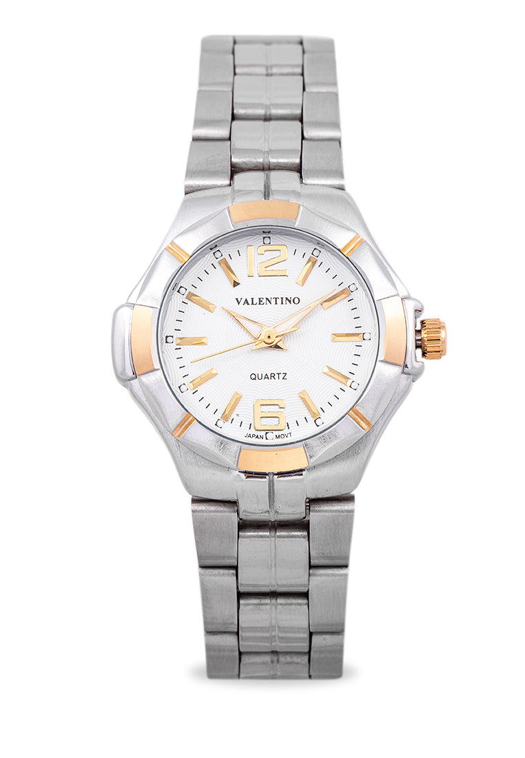Valentino 20122263-TWO TONE VES - WHT DIAL NUMBER Analog Stainless Band Watch for Women-Watch Portal Philippines