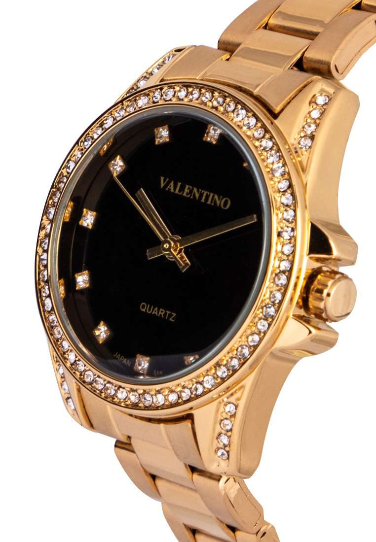 Valentino 20122289-BLACK DIAL Gold Stainless Steel Watch for Women-Watch Portal Philippines