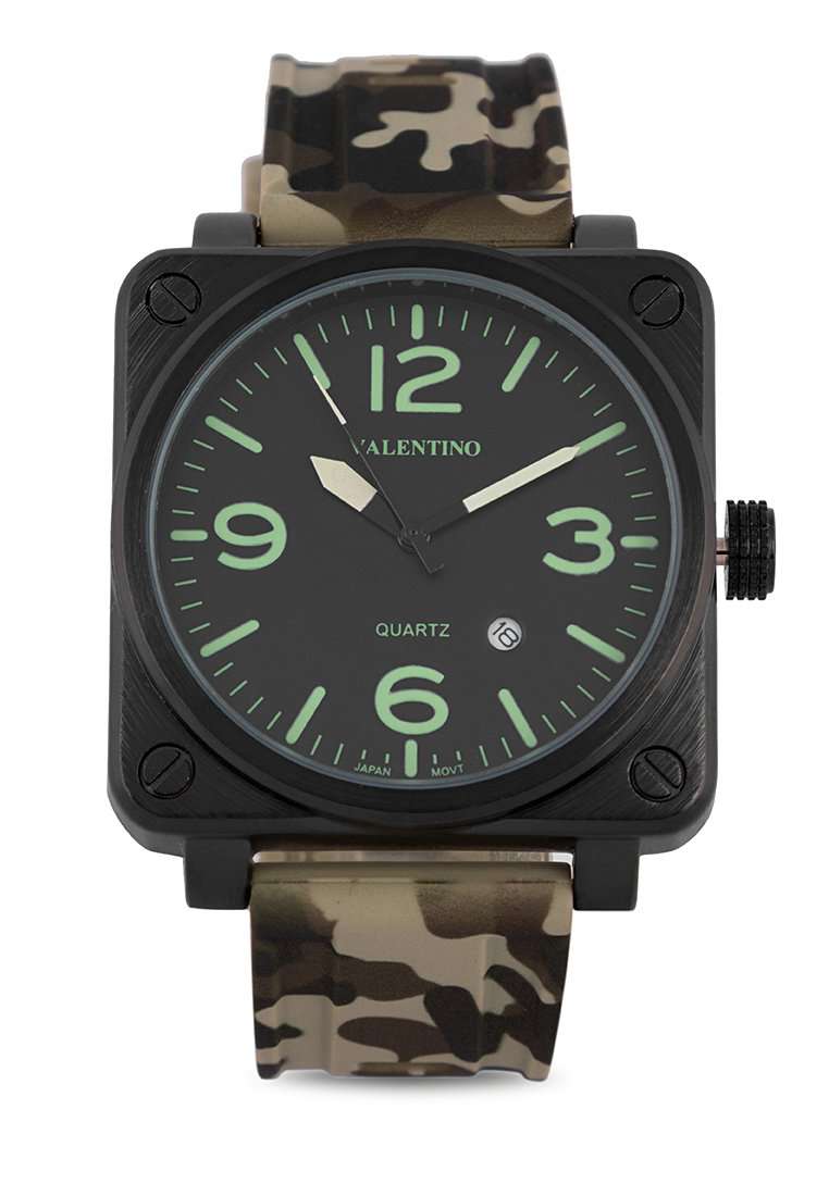 Valentino 20122292-GREEN CAMOU-LUMI INDEX Rubber Strap for Men-Watch Portal Philippines