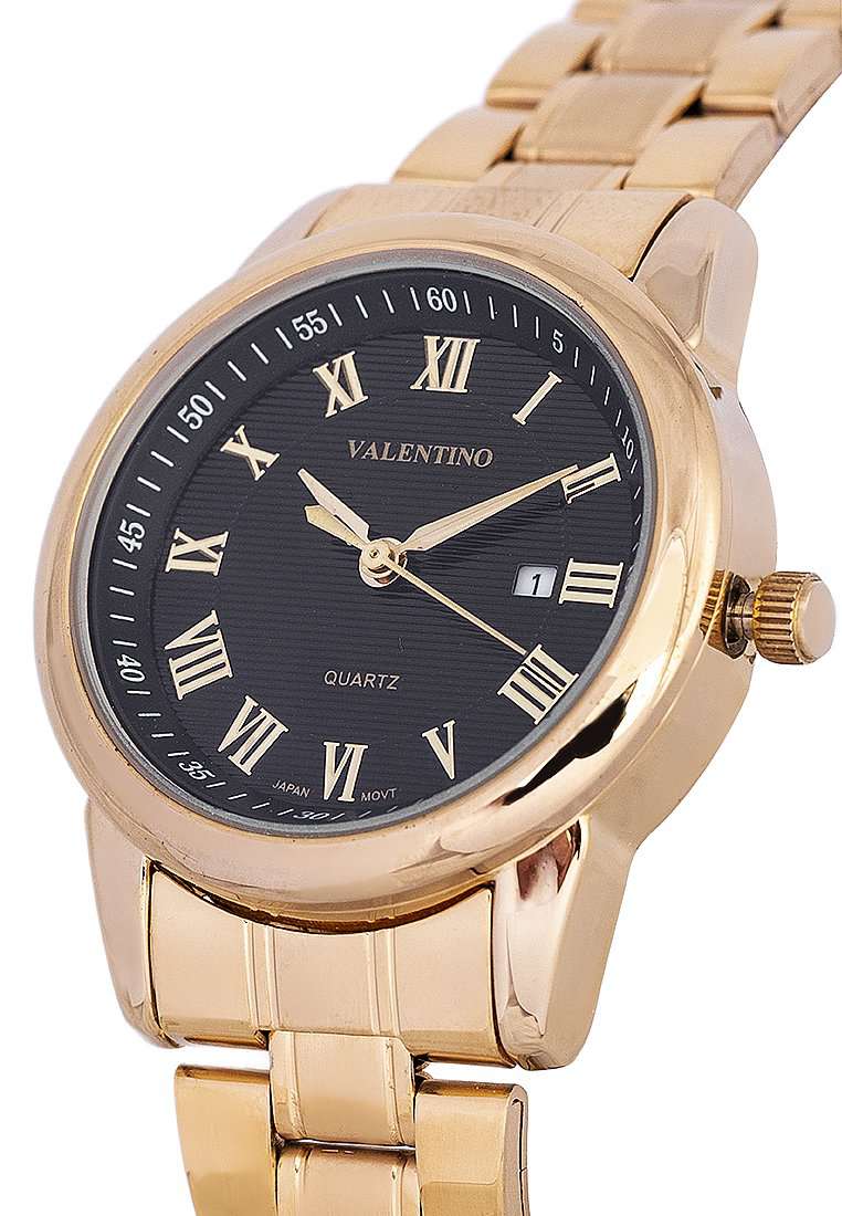 Valentino 20122298-BLACK DIAL Gold Strap Watch for Men-Watch Portal Philippines