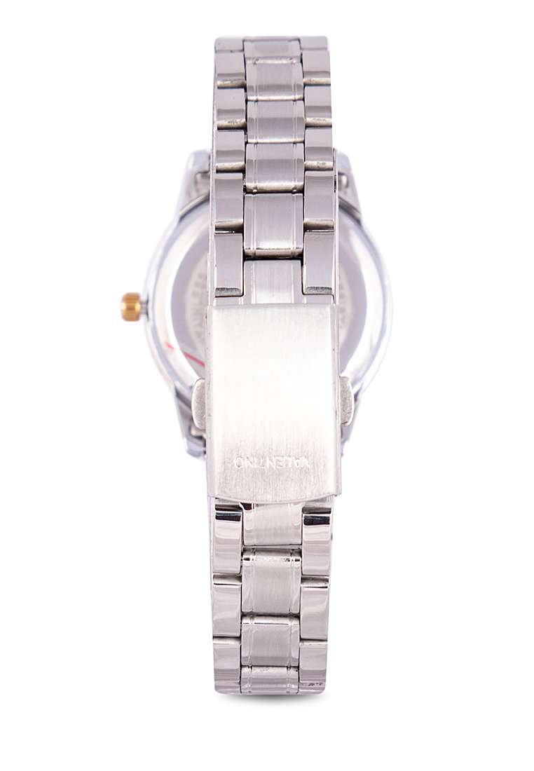 Valentino 20122300-GOLD RING-BLK DIAL Silver Strap for Women-Watch Portal Philippines