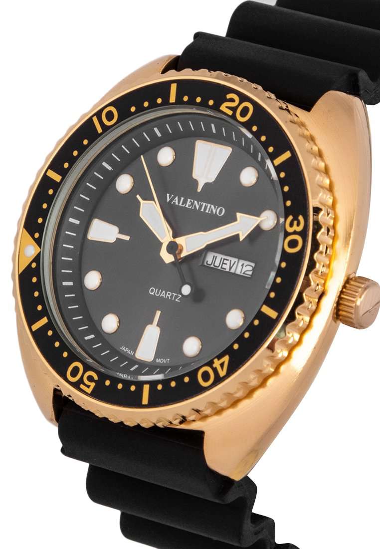 Valentino 20122313-GOLD CASE-BLK DL Rubber Strap Watch for Men-Watch Portal Philippines