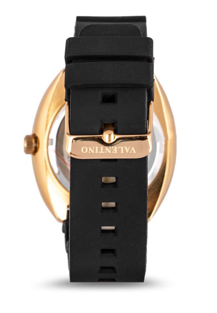 Valentino 20122313-GOLD CASE-BLK DL Rubber Strap Watch for Men-Watch Portal Philippines