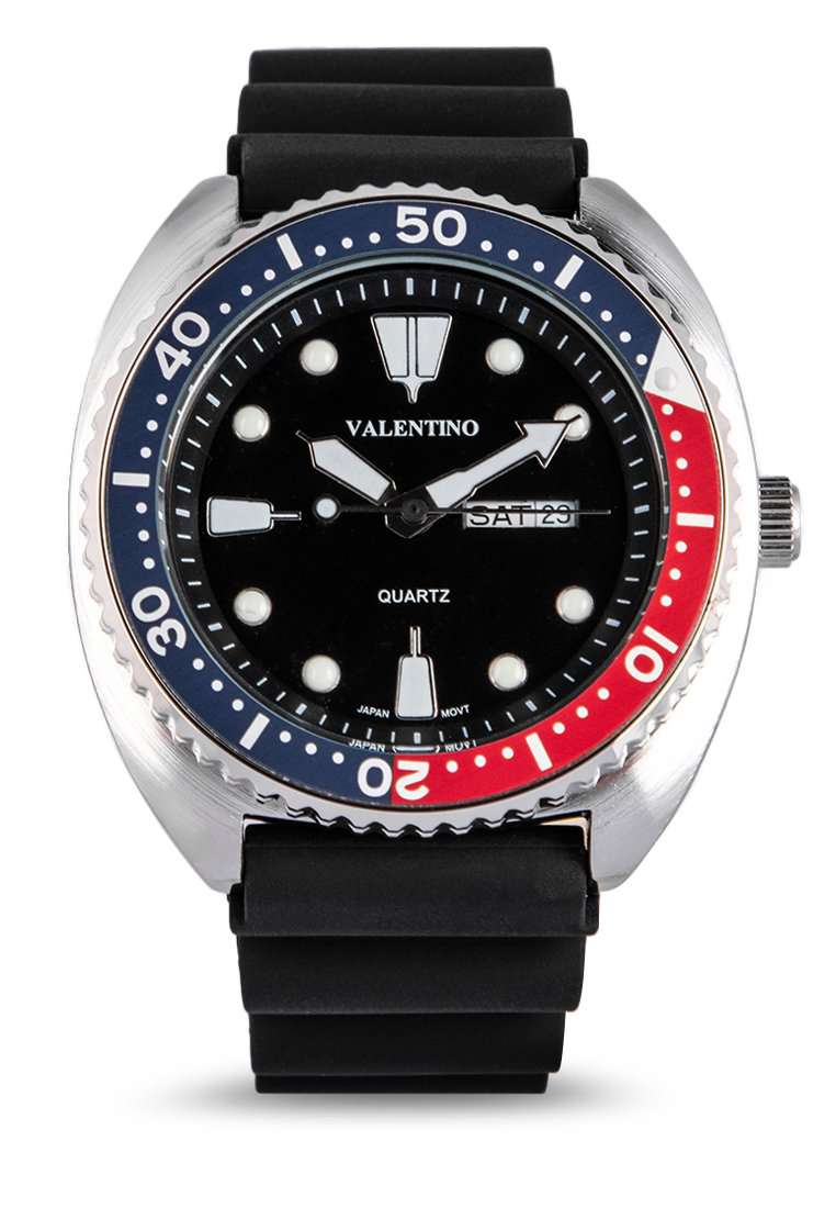 Valentino 20122314-RED BLUE RING-BLK DL Rubber Strap for Men-Watch Portal Philippines