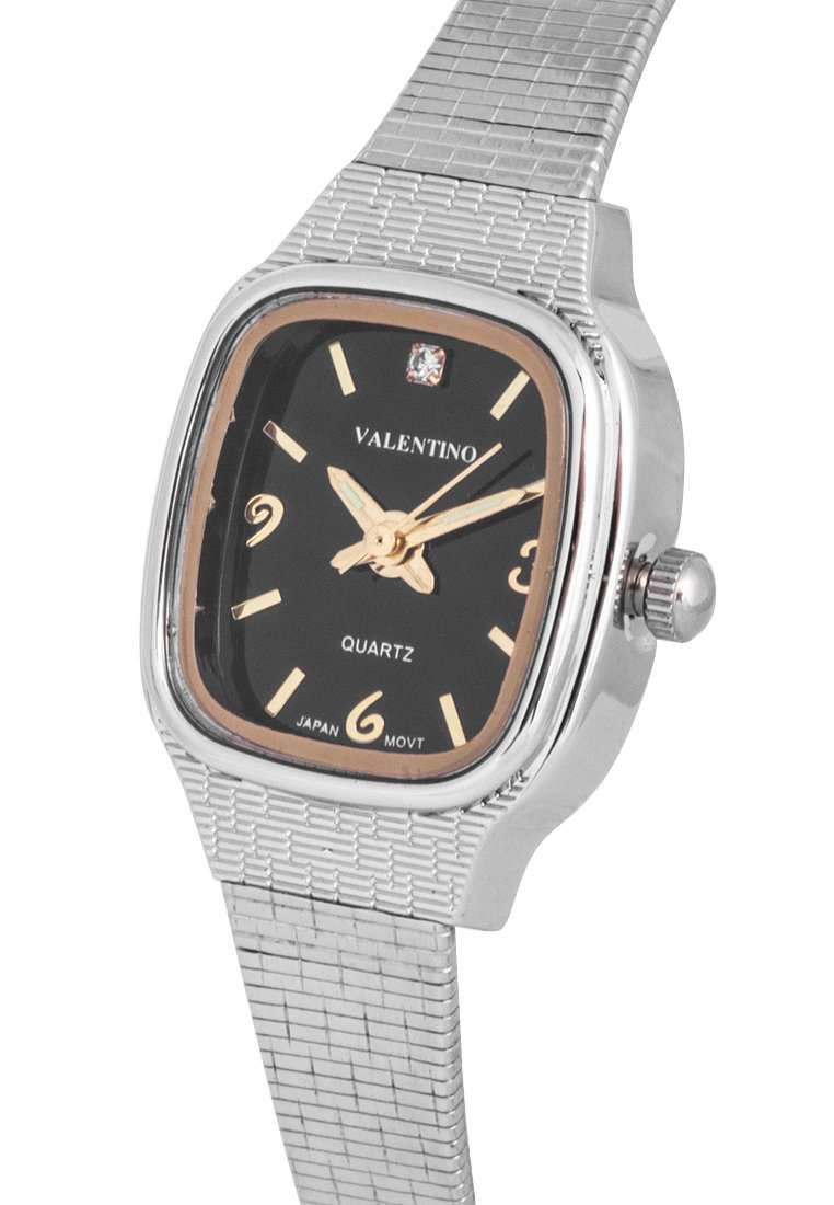 Valentino 20122337-BLACK DIAL Silver Strap Watch for Women-Watch Portal Philippines