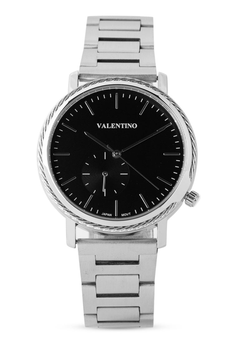 Valentino 20122348-BLACK DIAL Stainless Steel Strap Analog Watch for Women-Watch Portal Philippines