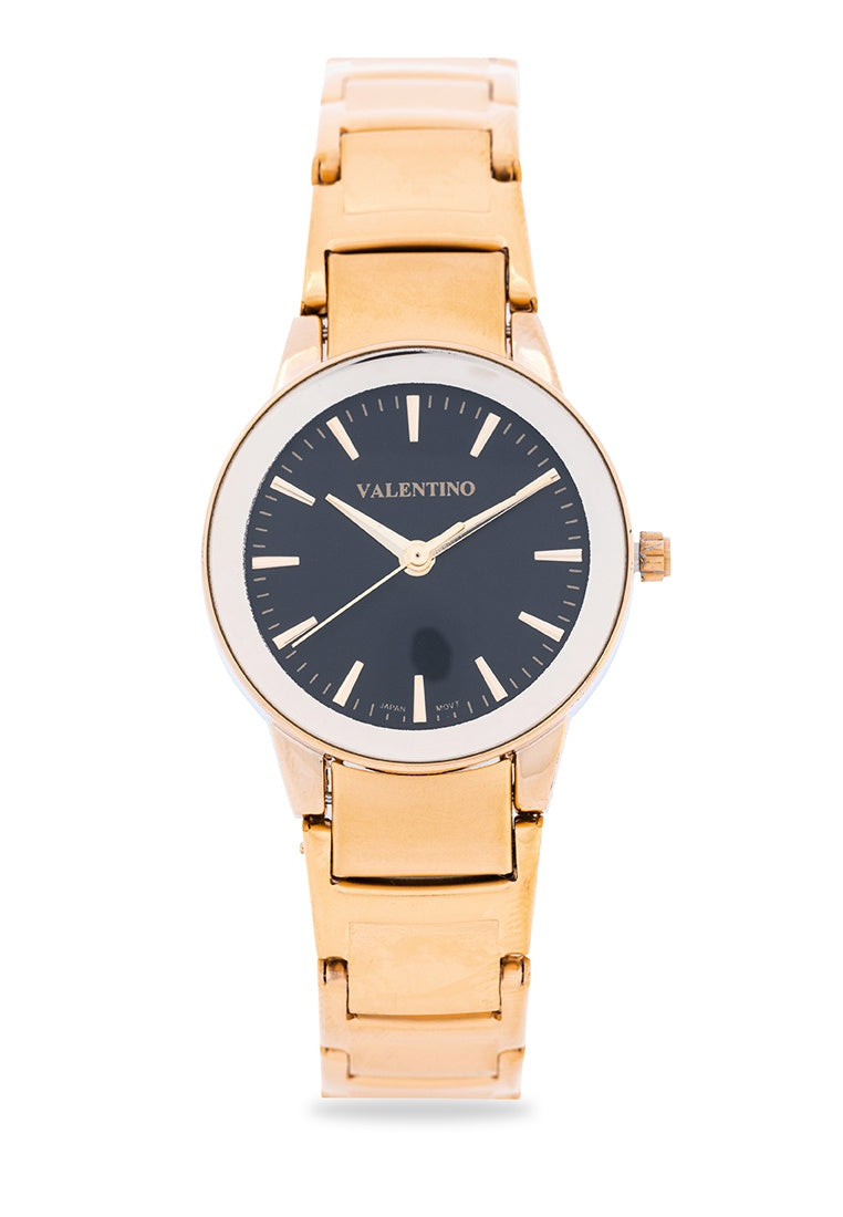 Valentino 20122359-BLACK DIAL Stainless Steel Strap Analog Watch for Women-Watch Portal Philippines