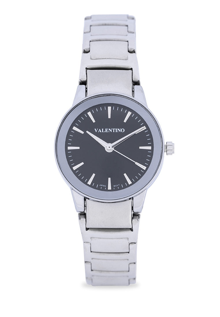 Valentino 20122360-BLACK DIAL Stainless Steel Strap Analog Watch for Women-Watch Portal Philippines