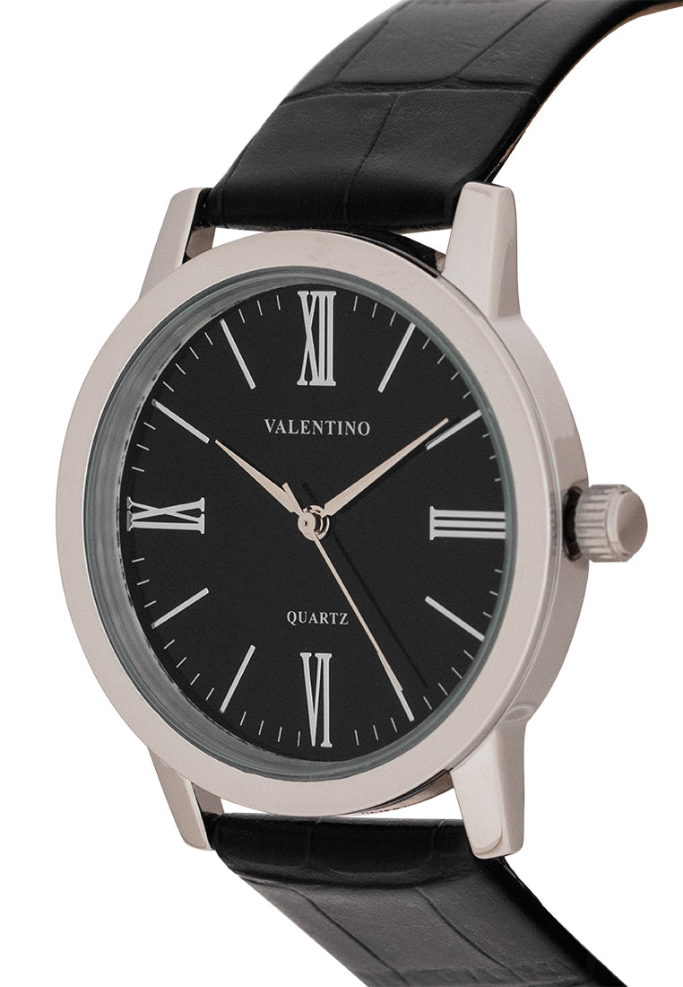 Valentino 20122367-BLACK DIAL Analog Leather Strap Watch for Men-Watch Portal Philippines