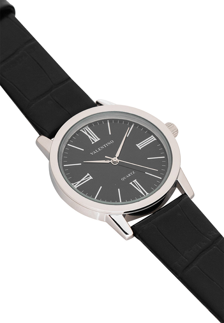 Valentino 20122367-BLACK DIAL Analog Leather Strap Watch for Men-Watch Portal Philippines