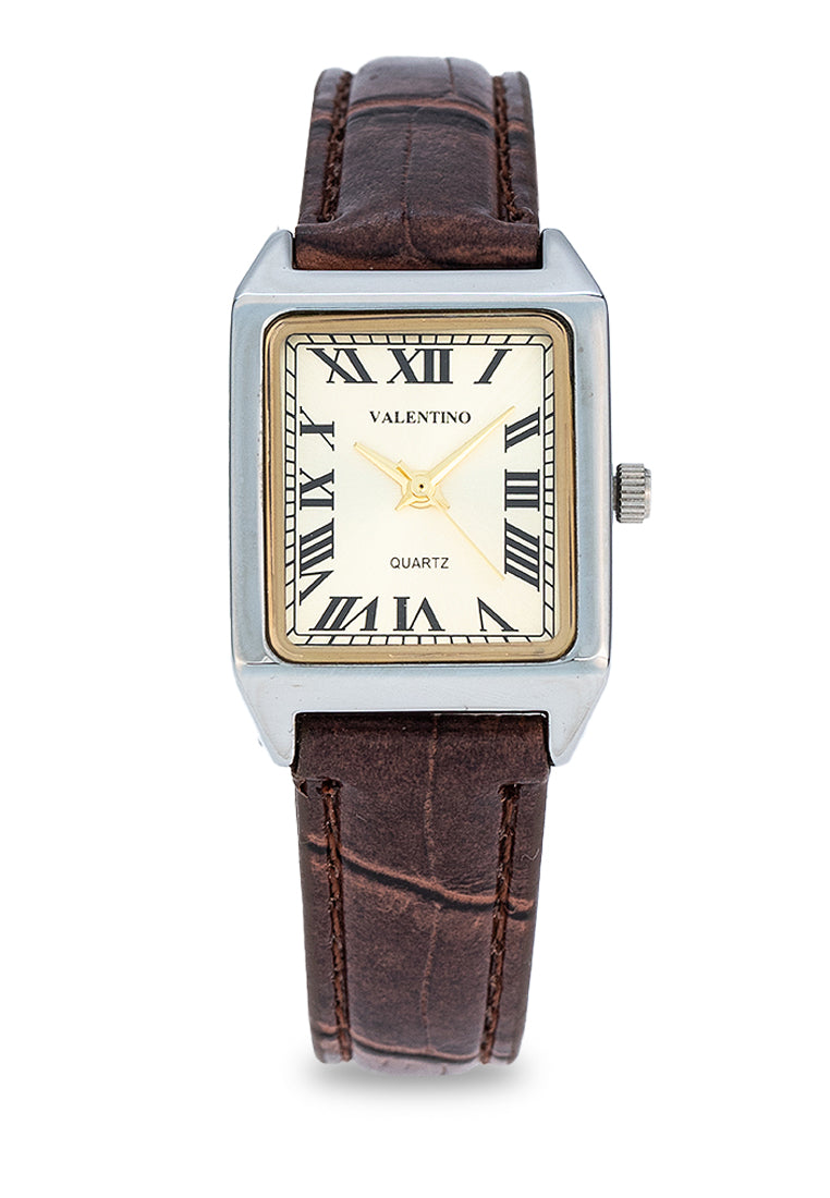 Valentino 20122376 BRWN STRAP SILVER DIAL Leather Strap Analog Watch