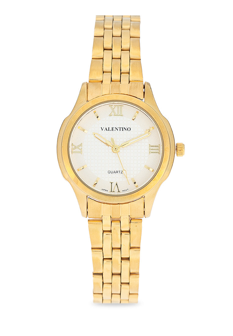 Valentino 20122377-GOLD - WHITE DIAL Stainless Steel Strap Analog Watch for Women-Watch Portal Philippines