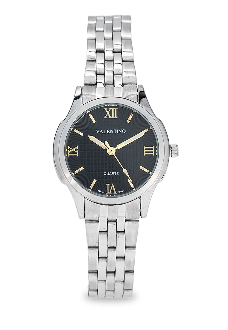 Valentino 20122378-BLACK DIAL Stainless Steel Strap Analog Watch for Women-Watch Portal Philippines
