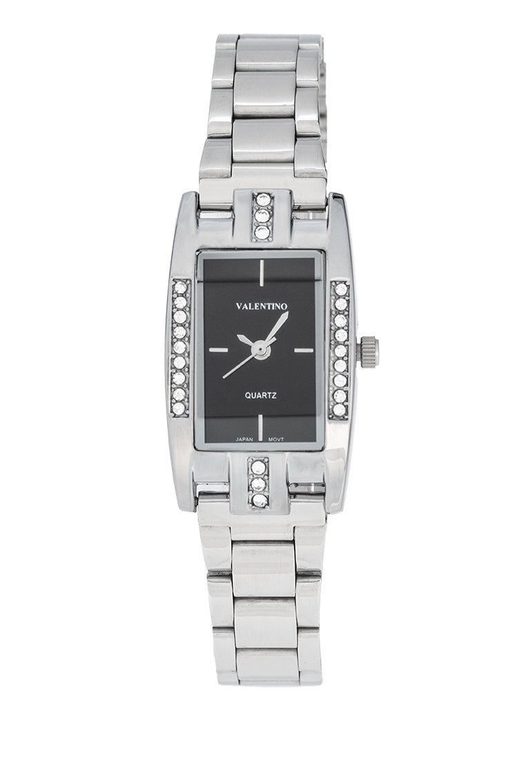 Valentino 20122384-BLACK DIAL Stainless Steel Strap Analog Watch for Women-Watch Portal Philippines