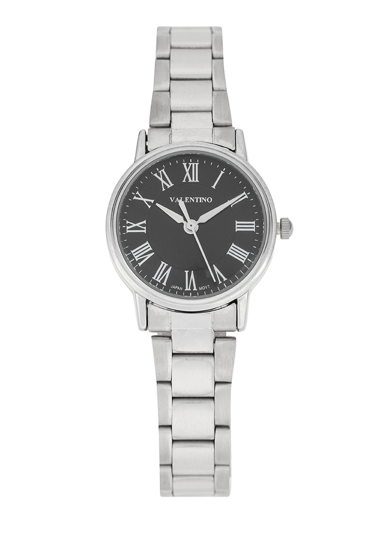 Valentino 20122388-BLACK DIAL Stainless Steel Strap Analog Watch for Women-Watch Portal Philippines