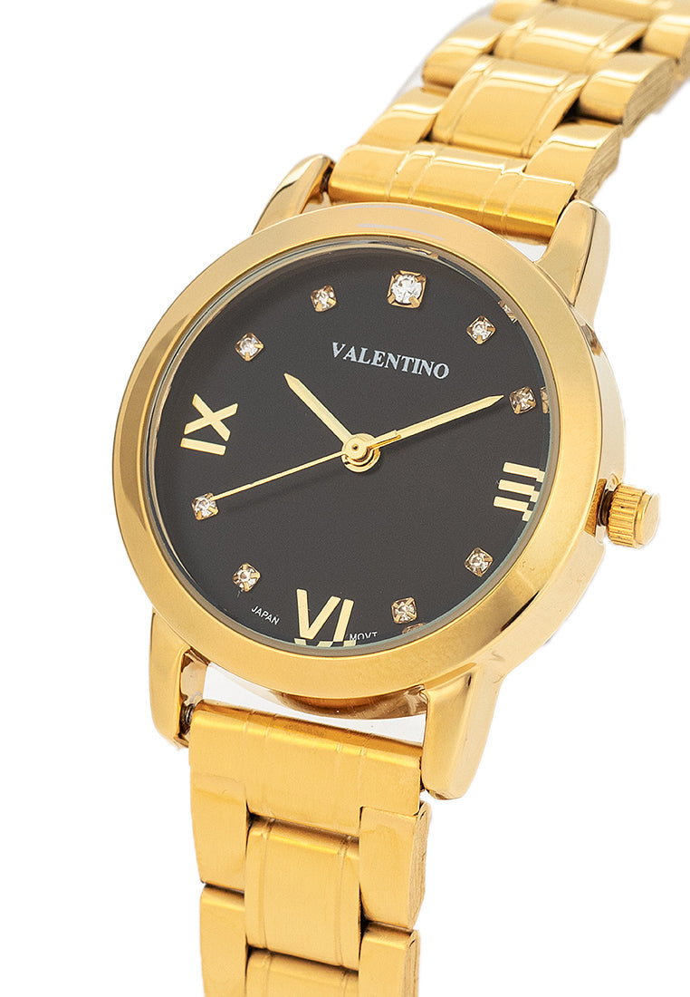Valentino 20122394-BLACK DIAL Stainless Steel Strap Analog Watch for Women-Watch Portal Philippines