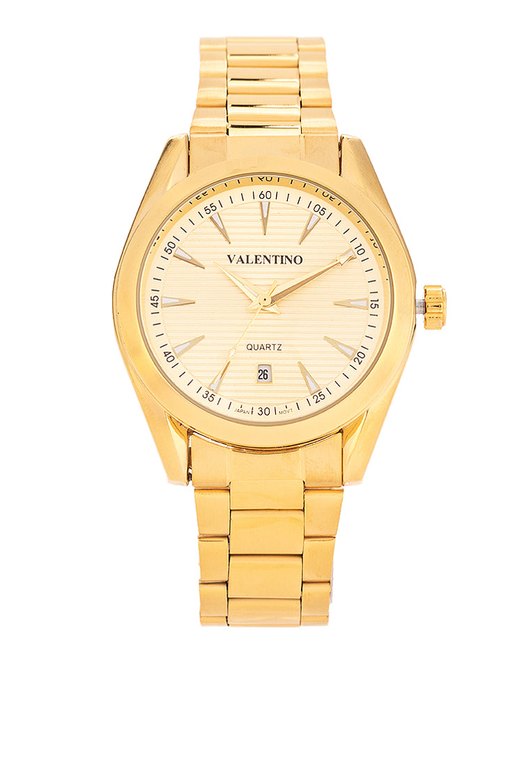 Valentino 20122400-GOLD DIAL Stainless Steel Strap Analog Watch for Men-Watch Portal Philippines