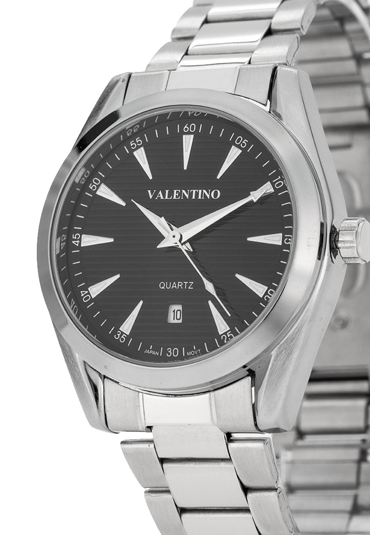 Valentino 20122401-BLACK DIAL Stainless Steel Strap Analog Watch for Men-Watch Portal Philippines