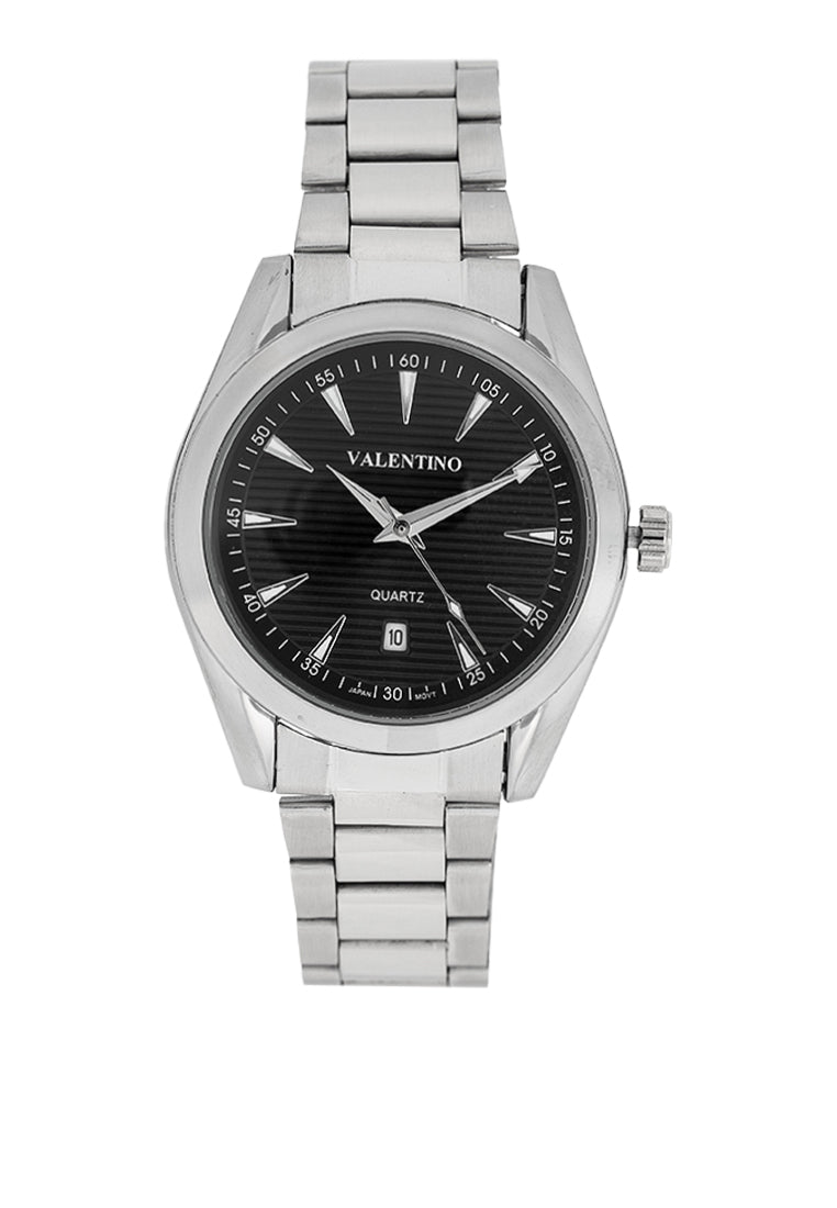 Valentino 20122401-BLACK DIAL Stainless Steel Strap Analog Watch for Men-Watch Portal Philippines