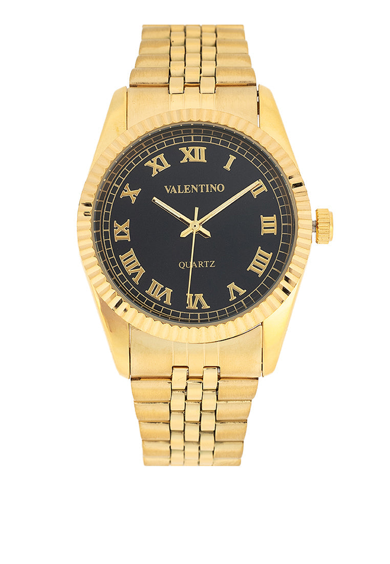 Valentino 20122402-GOLD - BLACK DIAL Stainless Steel Strap Analog Watch for Men-Watch Portal Philippines