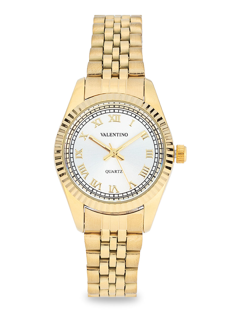 Valentino 20122403-GOLD - SILVER DIAL Stainless Steel Strap Analog Watch for Women-Watch Portal Philippines
