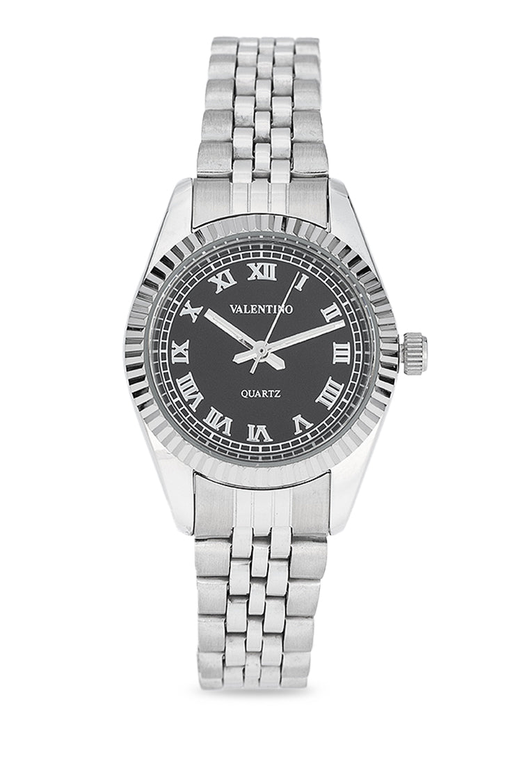 Valentino 20122405-BLACK DIAL Stainless Steel Strap Analog Watch for Women-Watch Portal Philippines
